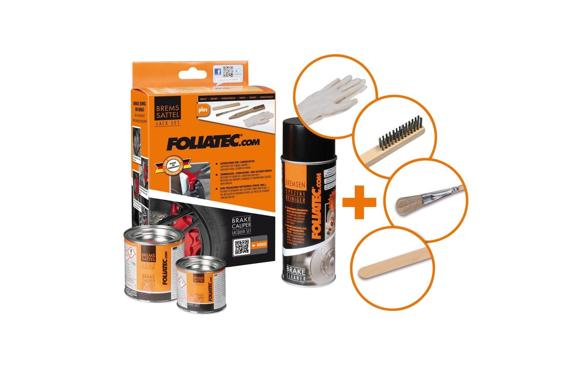 FOLIATEC Bremssattel-Lack Set – Schwarz, glänzend – 2K-Lacksystem, inkl. Reiniger & Werkzeug – für Bremssättel