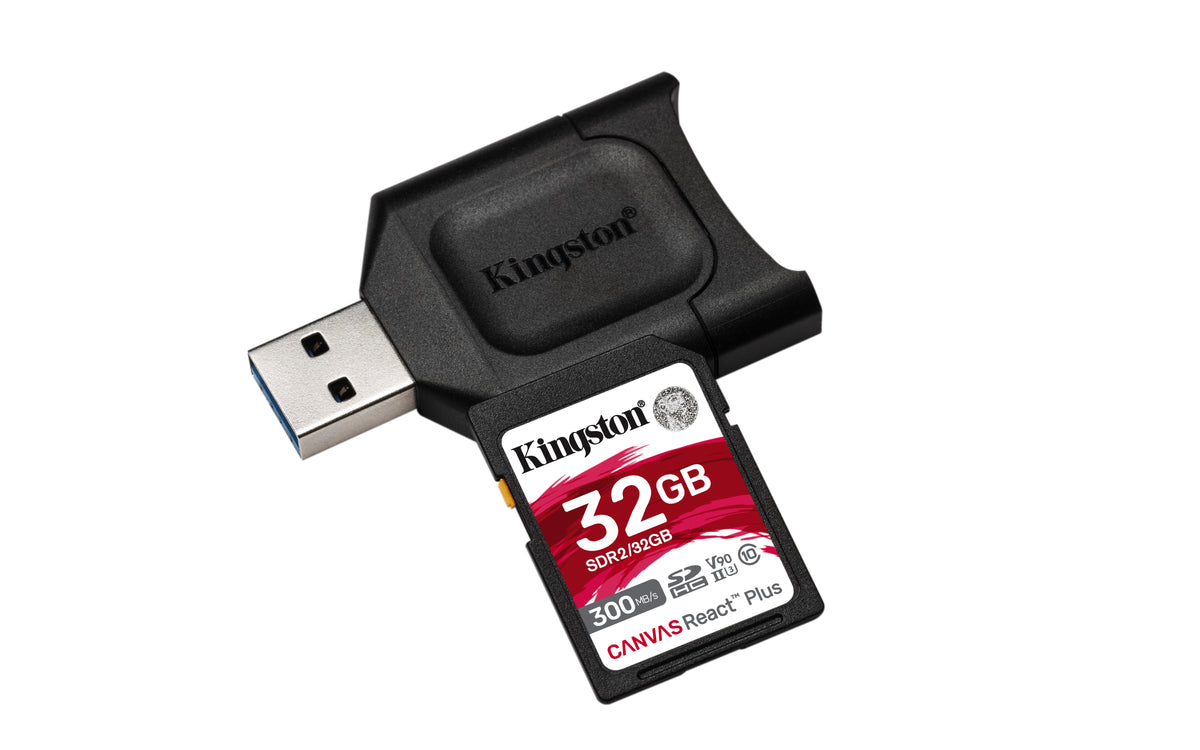 Kingston Technology Kingston Canvas React Plus SD 32 GB – UHS-II, Klasse 10, U3, V90, 300/260 MB/s, Schwarz