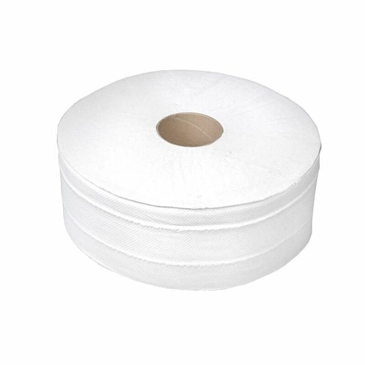 Toilettenpapier Jumbo – 2-lagig, Zellstoff, Rollenlänge 338 m, 845 Blatt/Rolle – 6 Rollen