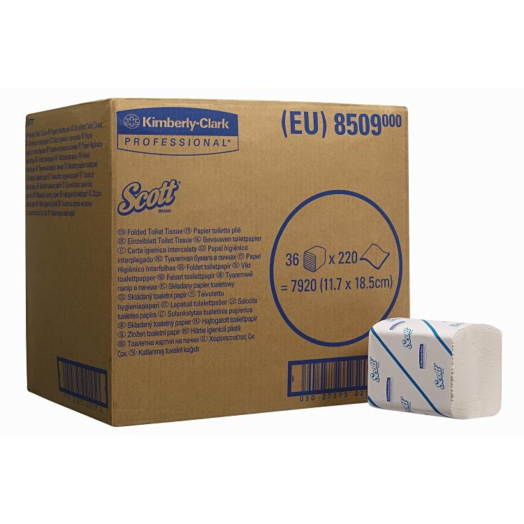 SCOTT Sports Scott Toilettenpapier System – 2-lagig, Blattgrösse 117 × 186 mm, 220 Blatt/Rolle – 36 Rollen
