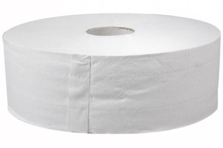 Toilettenpapier Jumbo – 2-lagig, Zellstoff, Rollenlänge 338 m, Rollendurchmesser 280 mm – 6 Rollen