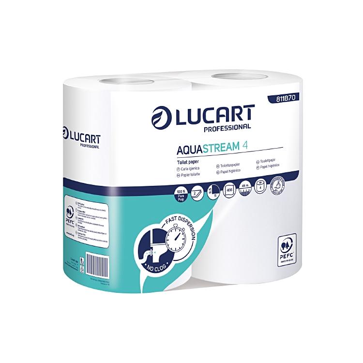 Lucart professional Aquastream Toilettenpapier – 2-lagig, 95 × 110 mm, 400 Blatt/Rolle – 56 Rollen