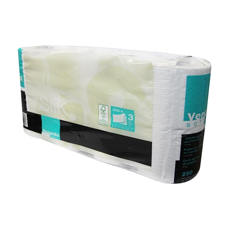 Venardo softline Venardo Silk Toilettenpapier – 3-lagig, Blattgrösse 93 × 135 mm, 250 Blatt/Rolle – 56 Rollen