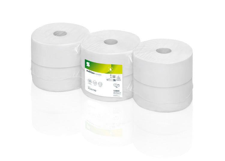 Satino Toilettenpapier Grossrollen – 2-lagig, 1280 Blatt/Rolle – für JT2 – 6 Rollen