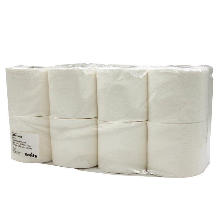 Toilettenpapier Kleinrolle – 4-lagig, Zellstoff, 150 Blatt/Rolle – 56 Rollen