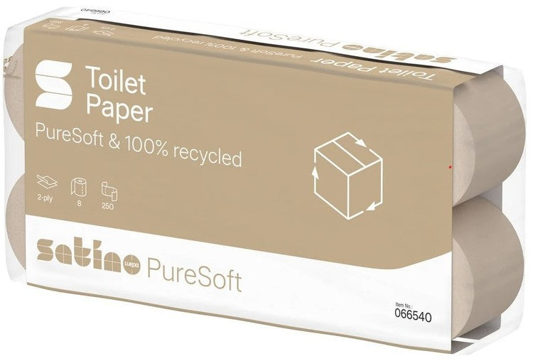 WEPA Satino PureSoft Toilettenpapier – 2-lagig, Recycling, 250 Blatt/Rolle – 64 Rollen