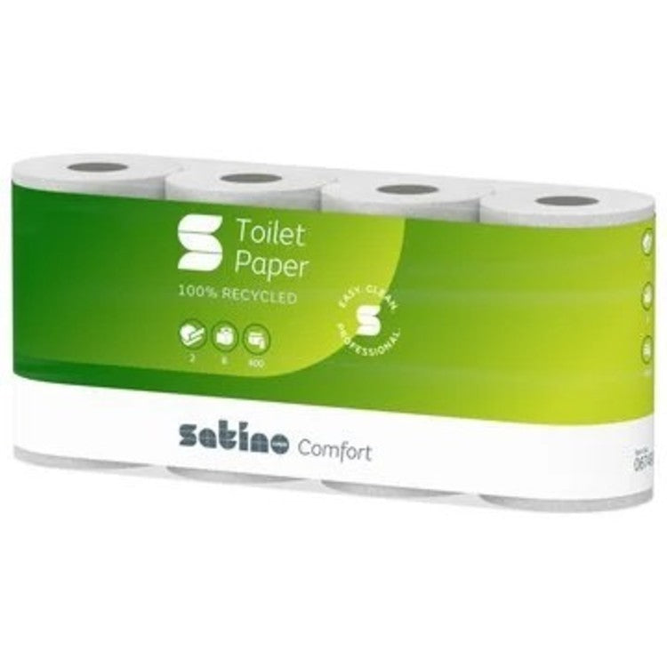 Satino Smart Toilettenpapier – 2-lagig, Blattgrösse 238,8 × 279,4 mm, 400 Blatt/Rolle – 48 Rollen