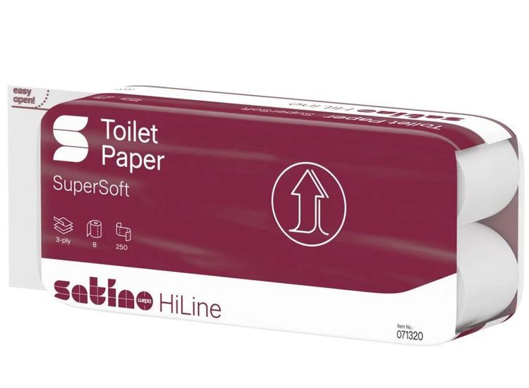 Satino HiLine Toilettenpapier – 3-lagig, Zellstoff, 250 Blatt/Rolle – 72 Rollen