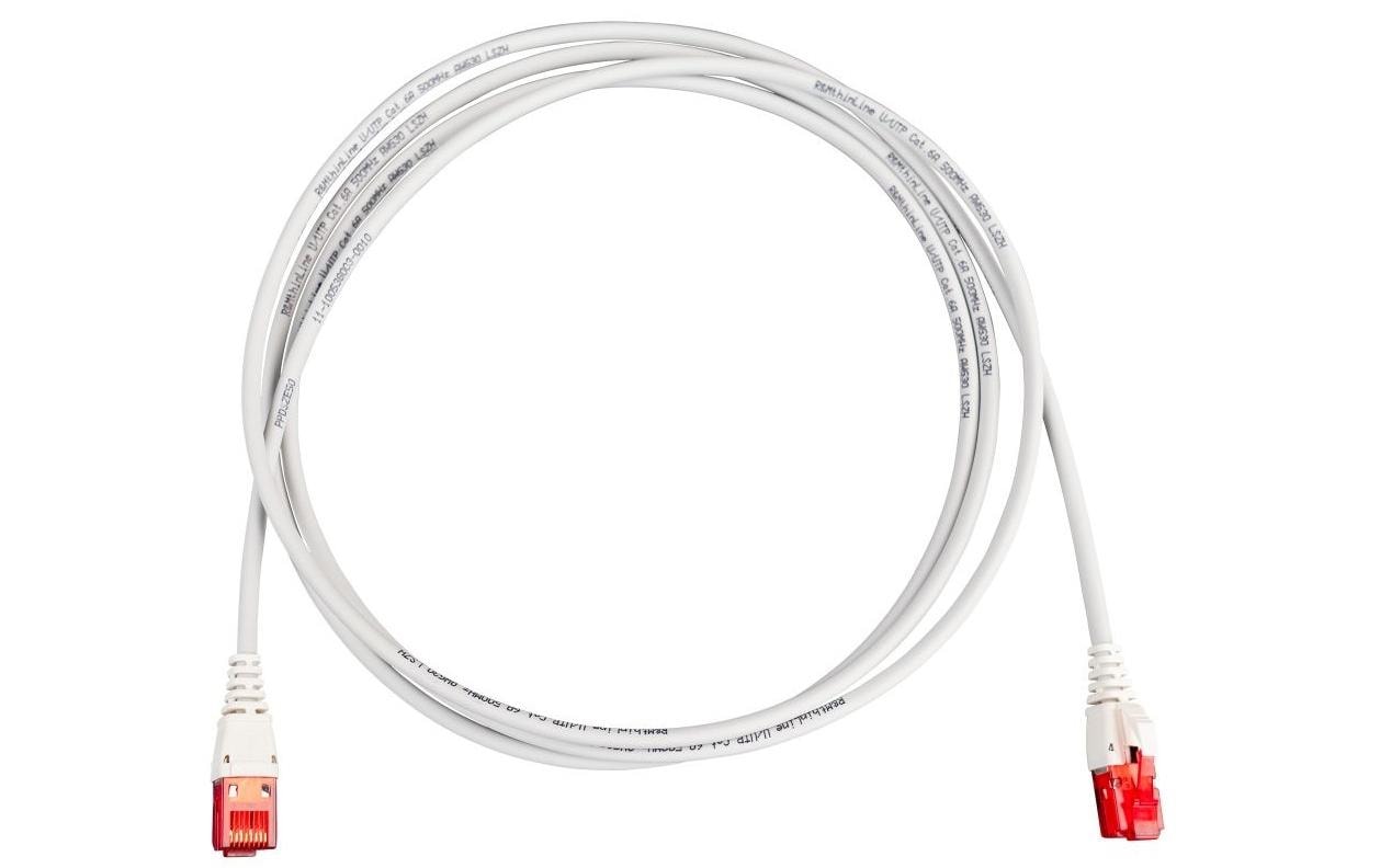 R&M Thin-Line Patchkabel – Cat6a U/UTP, 0,5 m, Grau, LSZH, RJ-45