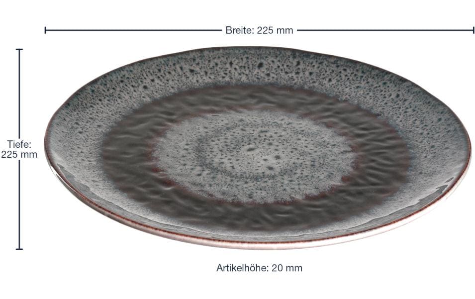 LEONARDO Speiseteller Matera – 6er Set, Ø 23 cm, Keramik, Anthrazit, spülmaschinenfest, mikrowellengeeignet