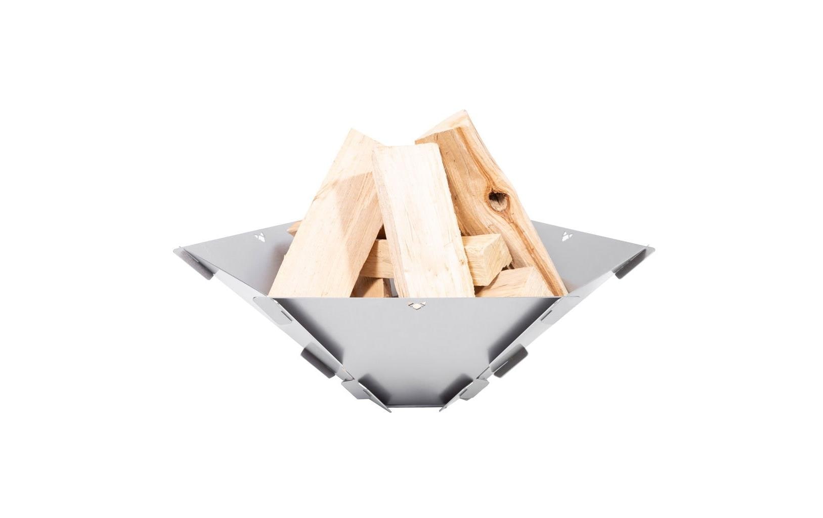 FENNEK Hexagon Feuerschale – Ø 59 × 18,5 cm – Edelstahl, Silber