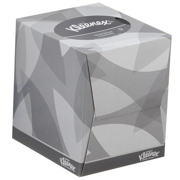 Kleenex Kosmetiktücher Würfelbox – 2-lagig, Zellstoff, Weiss, 211 × 201 mm – 12 Boxen à 88 Tücher