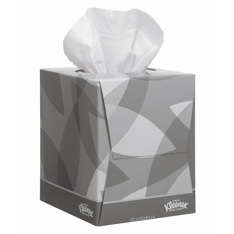 Kleenex Kosmetiktücher Würfelbox – 2-lagig, Zellstoff, Weiss, 211 × 201 mm – 12 Boxen à 88 Tücher