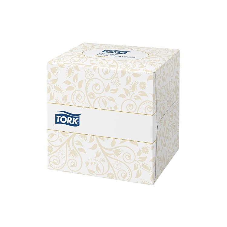 Tork Premium Extra Soft Kosmetiktücher Würfelbox – 2-lagig, weiss, 209 × 200 mm – 30 Boxen à 100 Tücher
