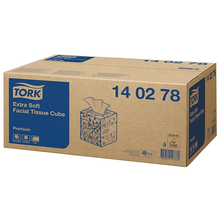 Tork Premium Extra Soft Kosmetiktücher Würfelbox – 2-lagig, weiss, 209 × 200 mm – 30 Boxen à 100 Tücher