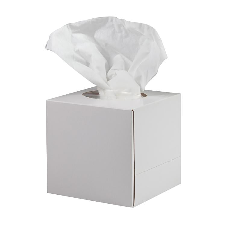 Kosmetiktücher Würfelbox – 2-lagig, Zellstoff, Weiss, 207 × 205 mm – 30 Boxen à 90 Tücher