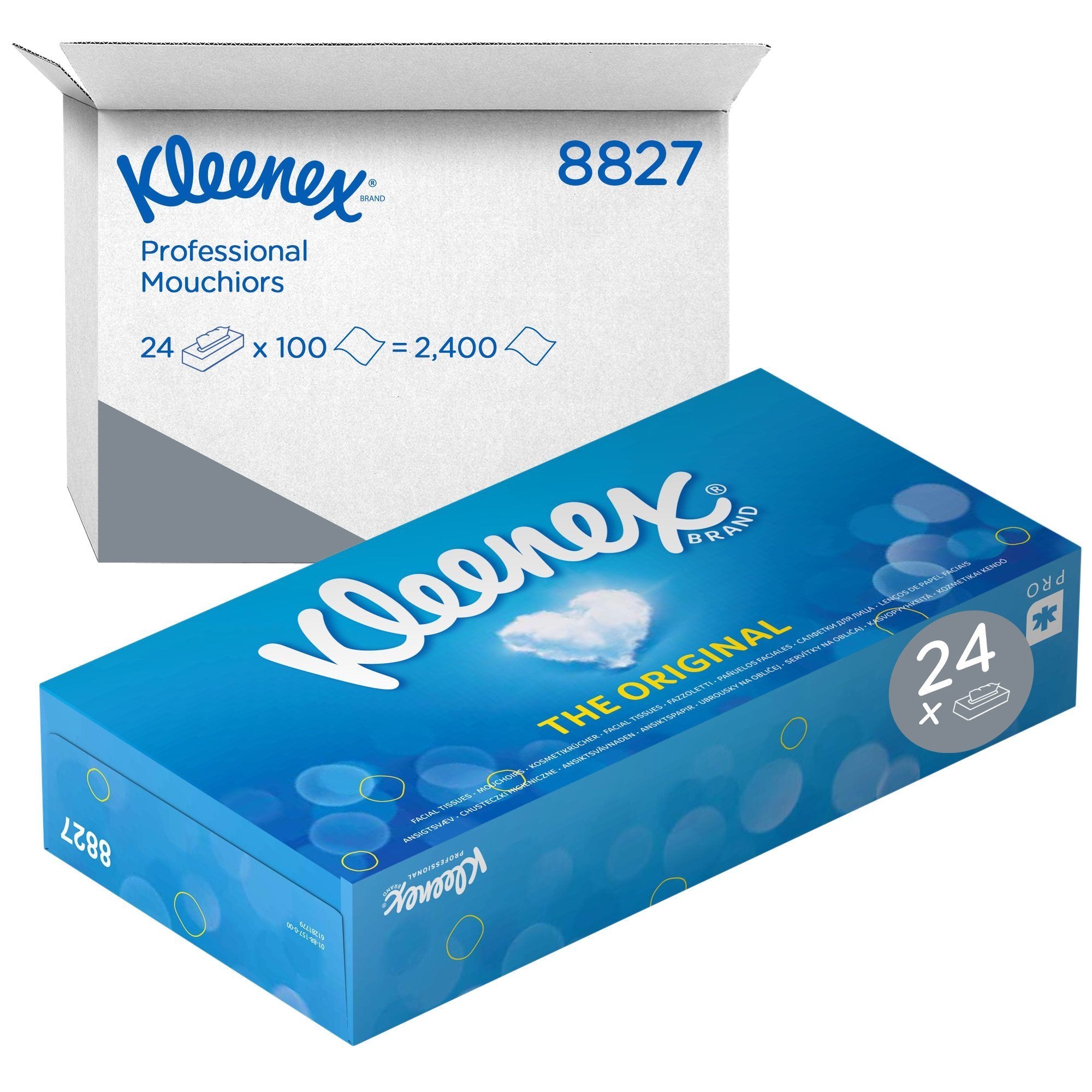 Kimberly Clark Kleenex Kosmetiktücher Box – 2-lagig, weiss, 200 × 206 mm – 24 Boxen à 100 Tücher – für Kimberly-Clark Professional