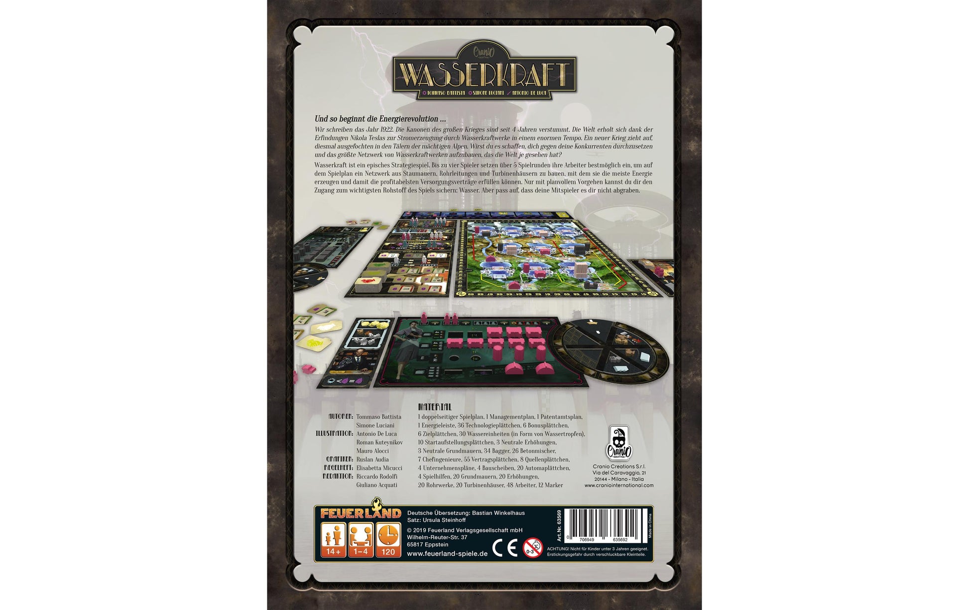 Feuerland Wasserkraft – Strategiespiel, 1–4 Spieler, ab 14 Jahren, 90 Min., DE