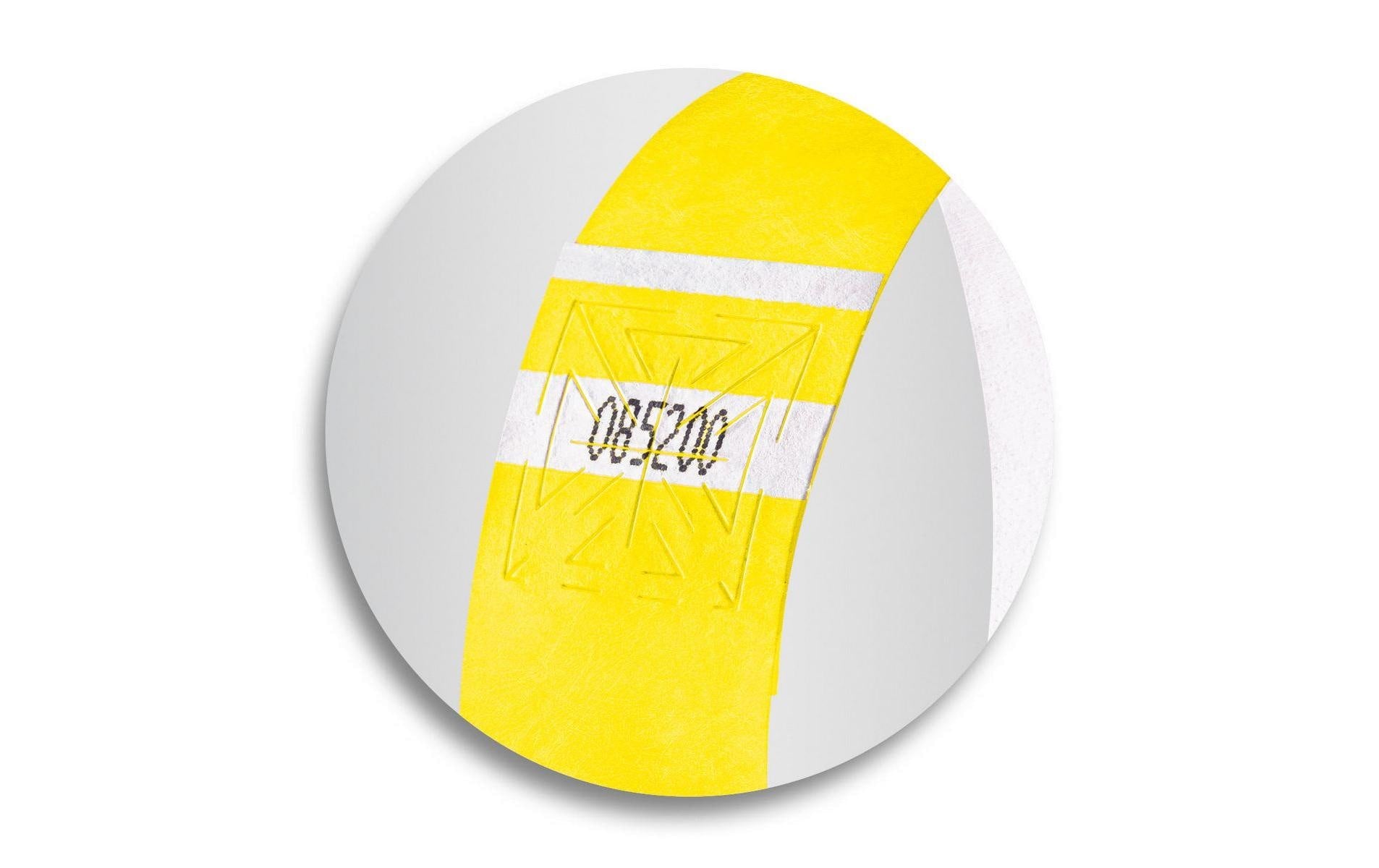 Sigel Eventband – 25 × 255 mm, Neongelb, Kunststoff, fortlaufend nummeriert – 120 Stk