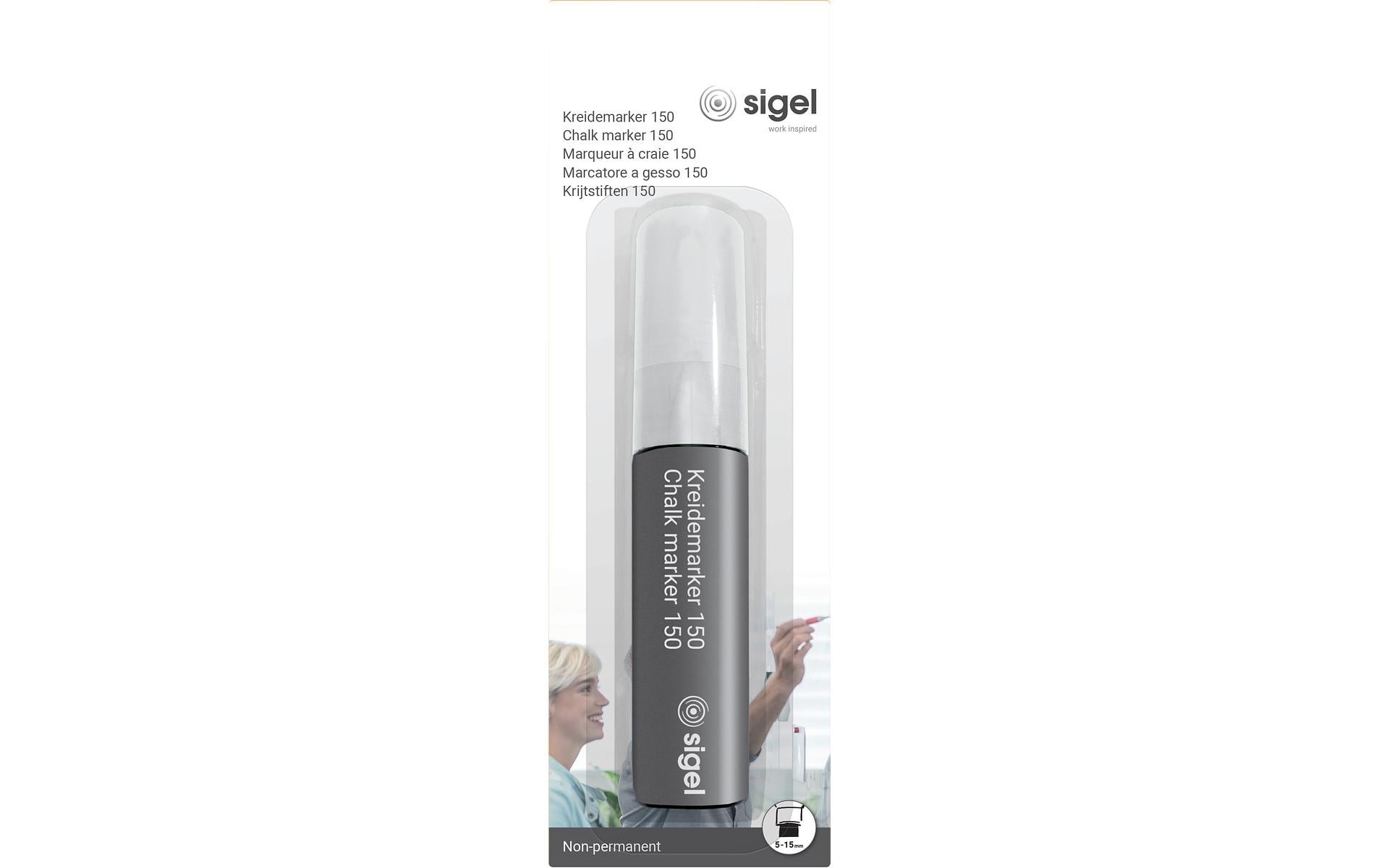 Sigel BA171 Kreidemarker – Keil 5–15 mm – Weiss, für Glas/Spiegel