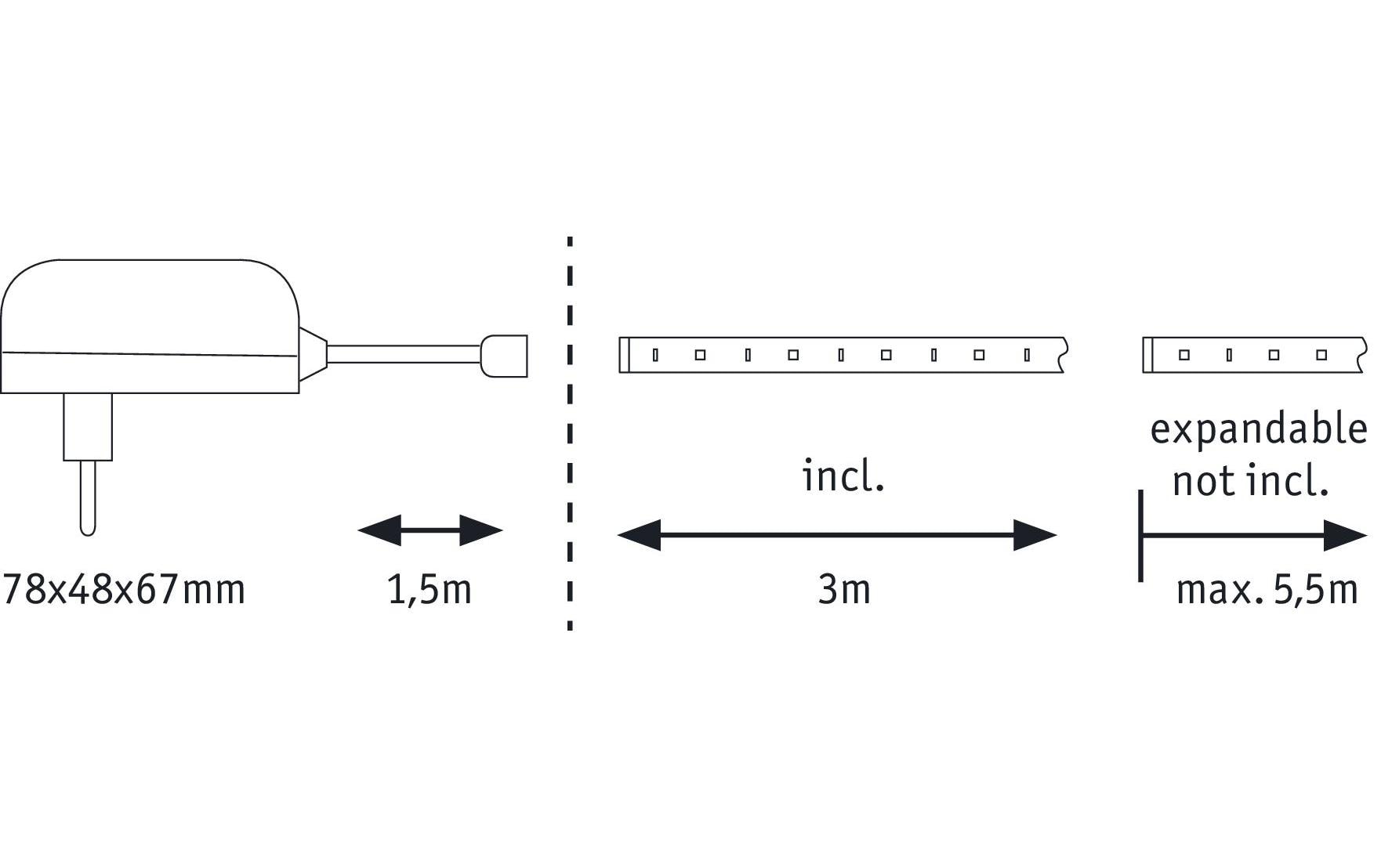 Paulmann LED-Strip – Set, 3 m, 900 lm, 12 W, 6500 K, dimmbar, weiss