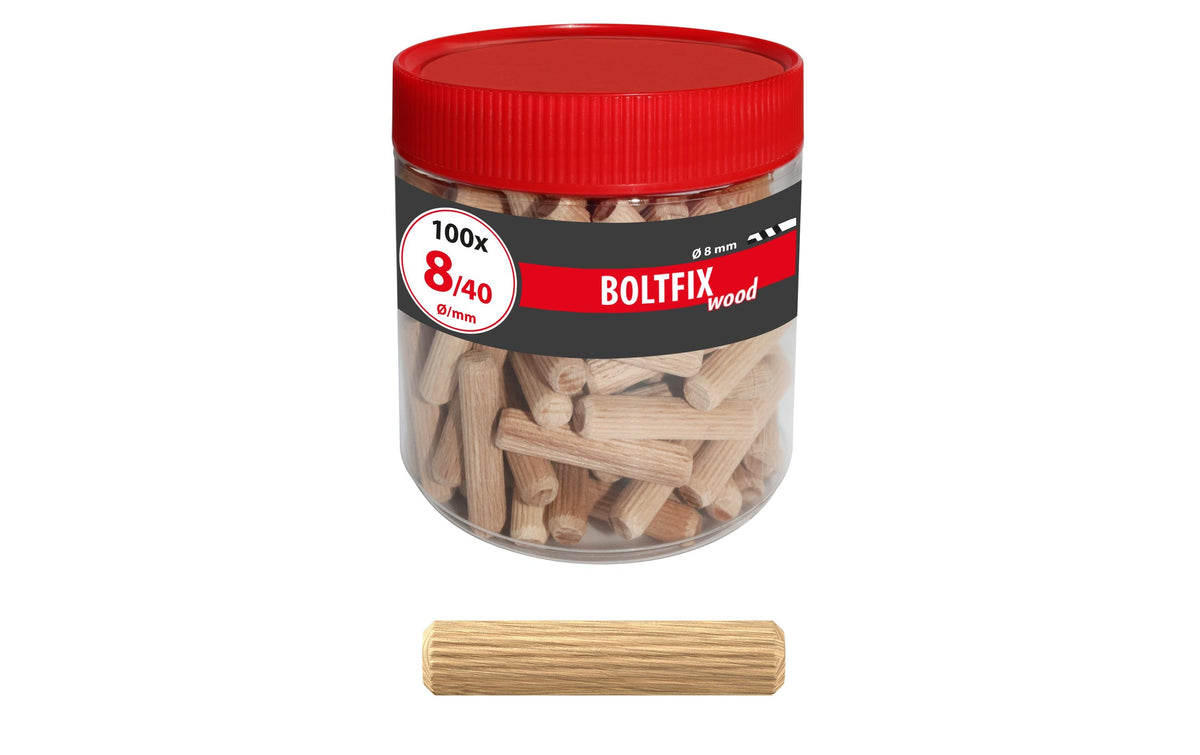 TOX Dübel Holzdübel Boltfix – Ø 8 × 40 mm, Buche, 100 Stk.