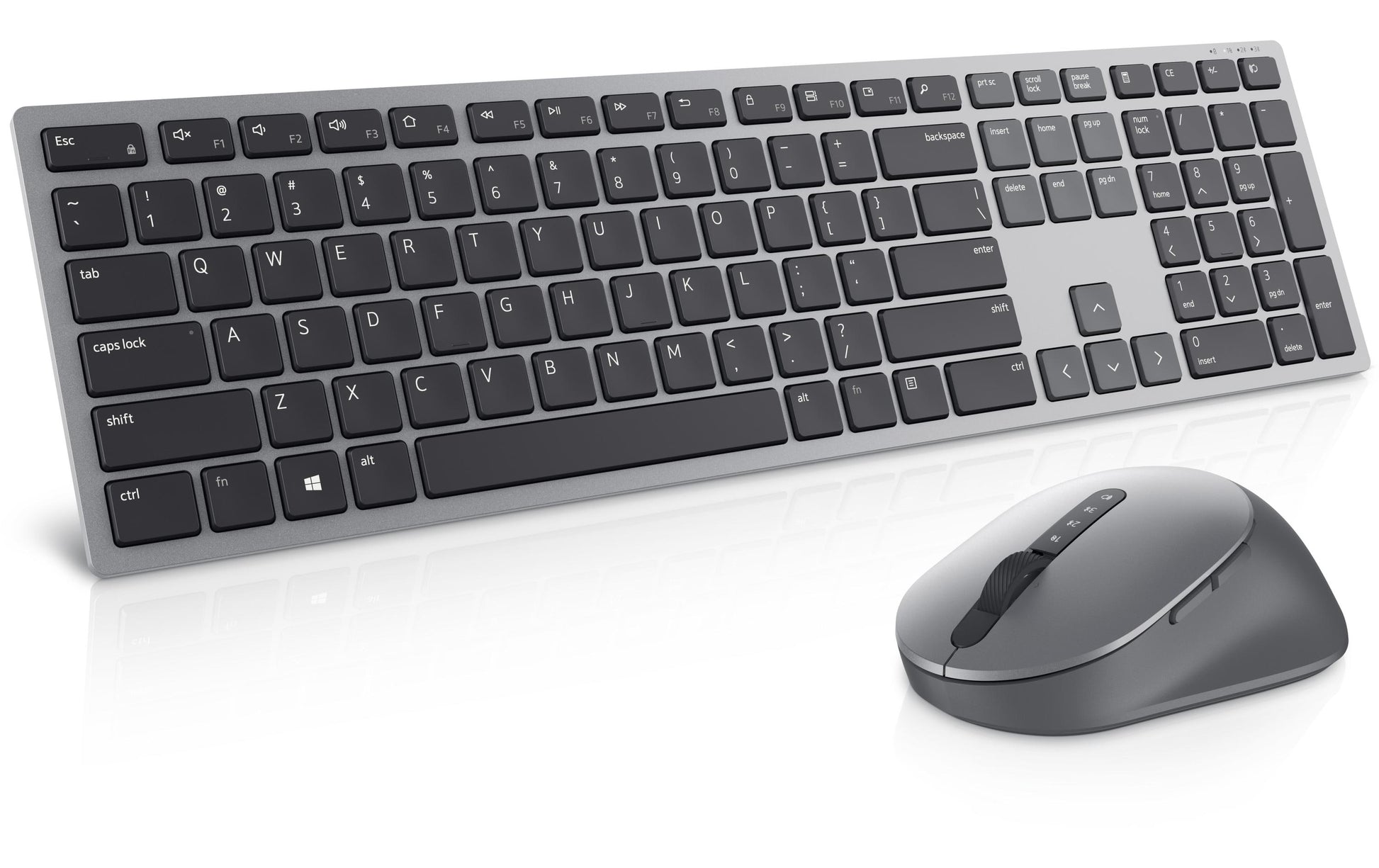 Dell KM7321W – Tastatur, kabellos (Bluetooth/2,4 GHz), DE-Layout (DE), Fullsize (mit Ziffernblock), grau