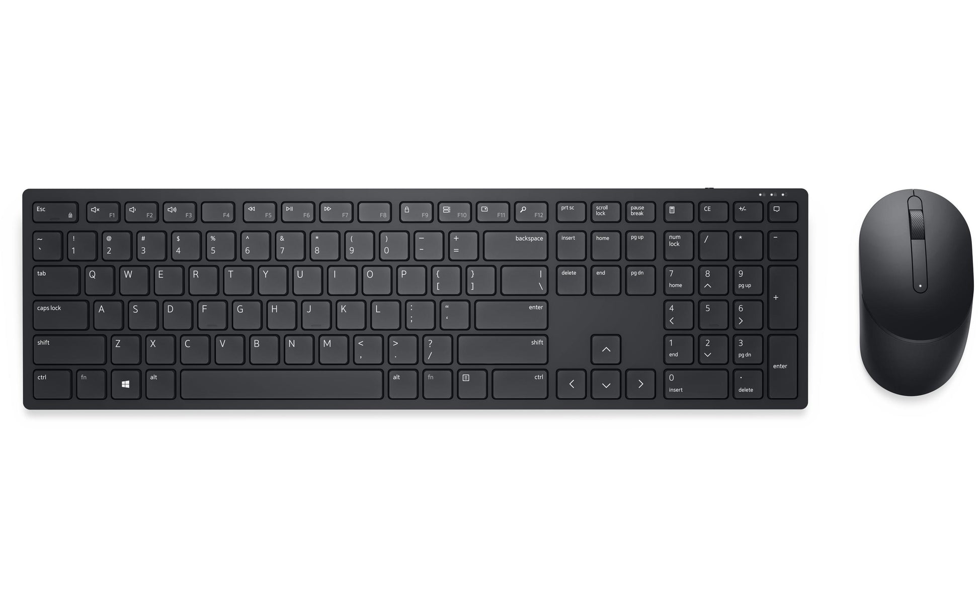 Dell KM5221 – Tastatur, kabellos (2,4 GHz), US-Layout (EN), Fullsize (mit Ziffernblock), Schere, Schwarz