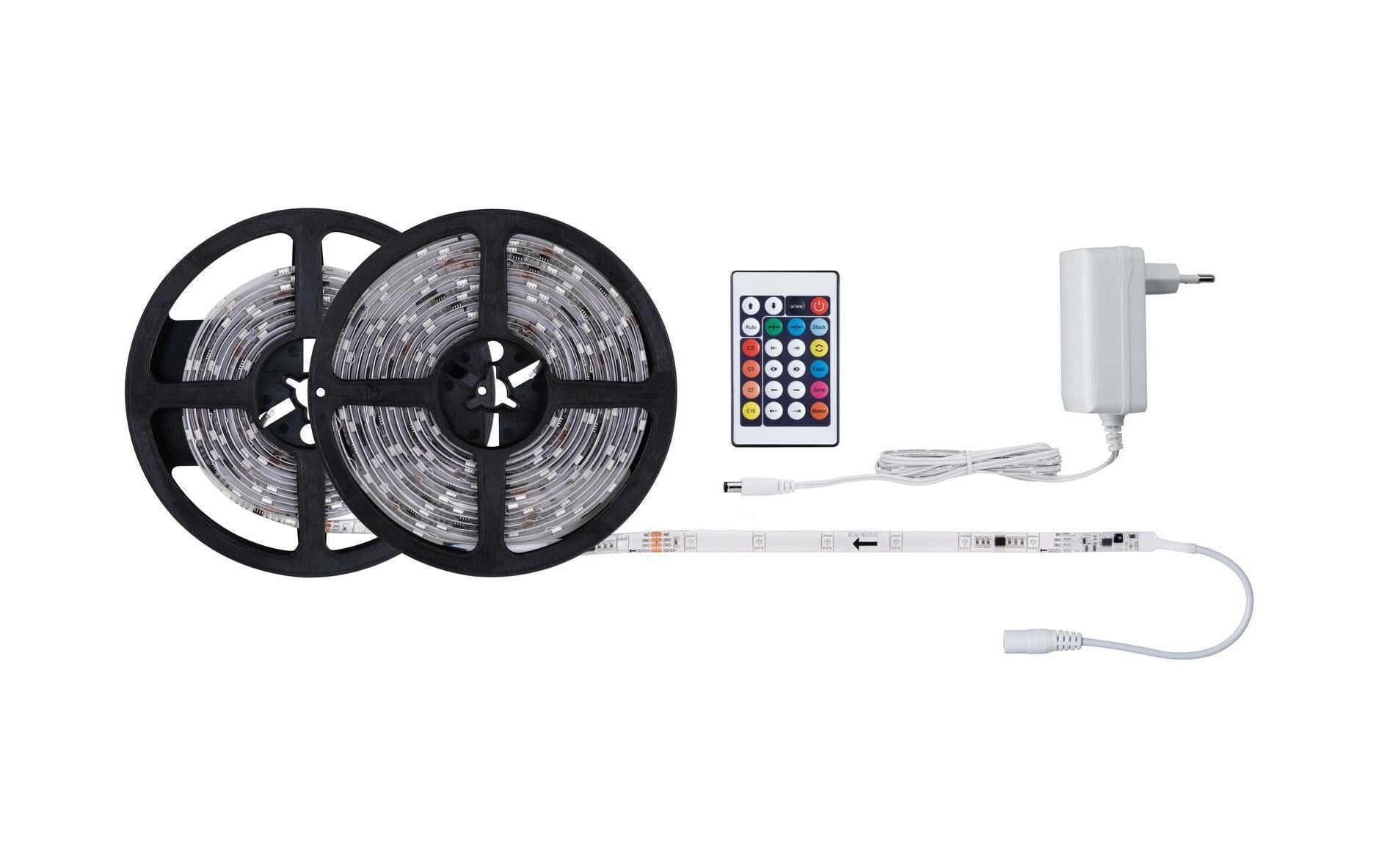Paulmann LED-Strip – 2er Pack, 7,5 m, 494 lm, 15 W, RGB, dimmbar, weiss, Fernbedienung, inkl. Netzteil