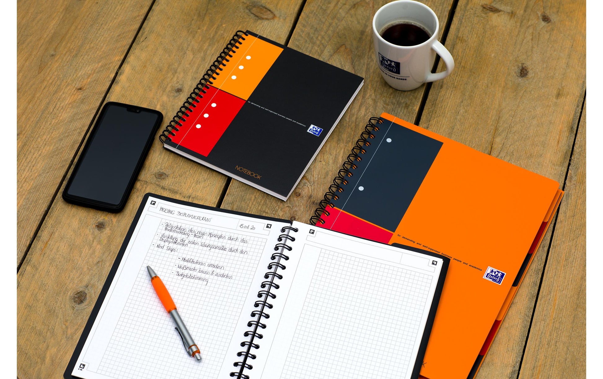 Oxford Spiralbuch, liniert, Spiralbindung, 160 Seiten, mikroperforiert, 80 g/m² – Orange, für SCRIBZEE App