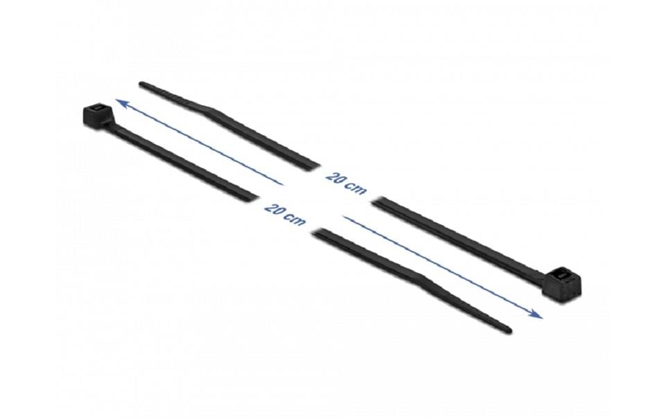 DeLOCK Kabelbinder 200 × 3,6 mm, Polyamid, Schwarz, Kälteresistent, 100 Stk.