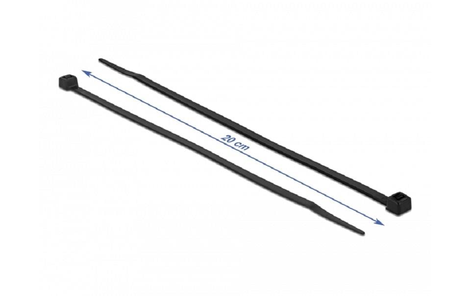 DeLOCK Kabelbinder mit paralleler Einführung, 4,8 mm × 0,2 m, schwarz, 100 Stück