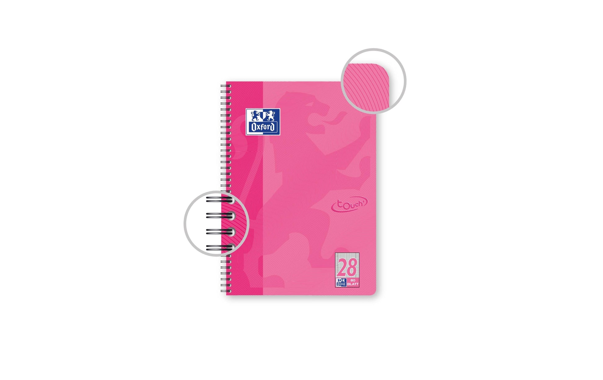 Elba Collegeblock, 220 × 295 mm, Karton, 80 Blatt, 4-fach gelocht, perforiert – Rosa, für SCRIBZEE App