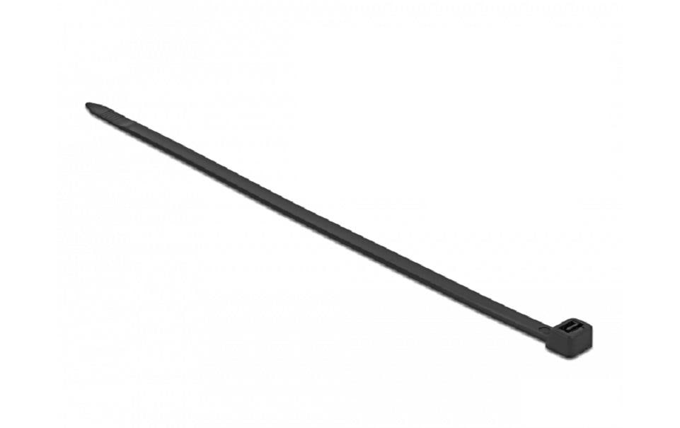 DeLOCK Kabelbinder mit paralleler Einführung, 7,6 mm × 0,38 m, schwarz, 50 Stück