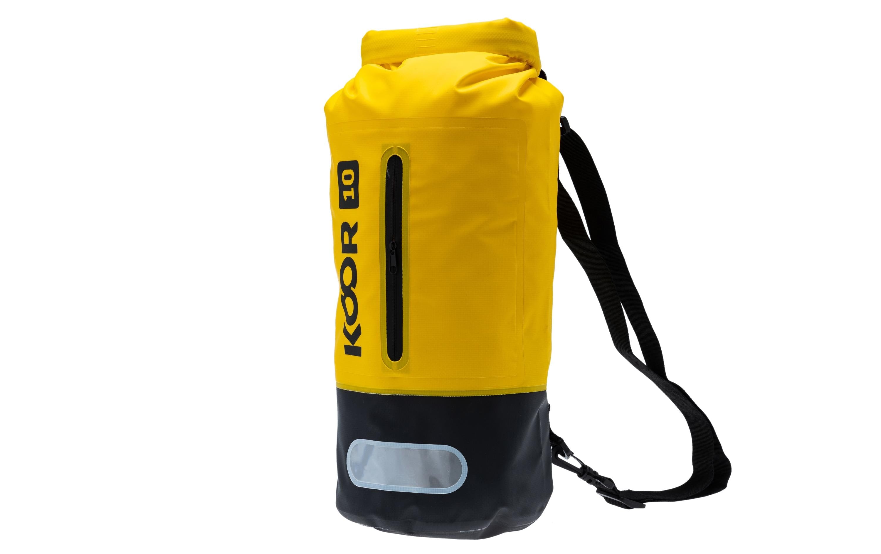 KOOR Sportrucksack Dry Bag – 10 l, wasserfest, reflektierend, PVC – Gelb, 200 × 550 × 200 mm