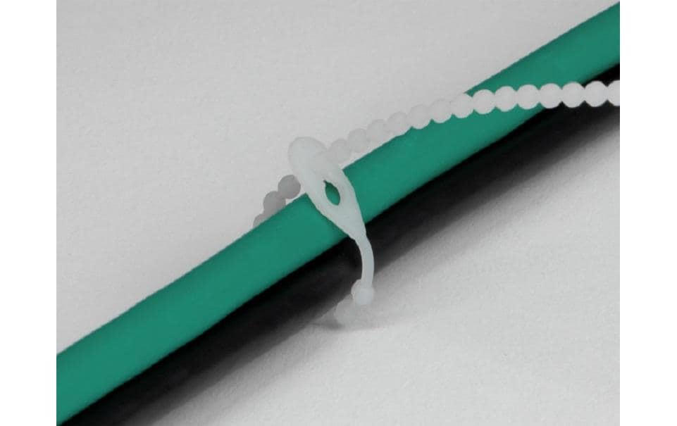 DeLOCK Kabelbinder, wiederverwendbar, mit Perlen, 3,6 mm × 0,18 m, schwarz, weiss, 100 Stück