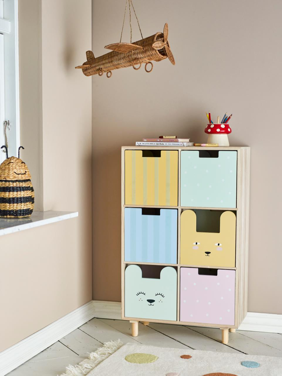 Bloomingville Büro-/Lagerregal freistehend Calle – 6 Böden – 55 × 25,5 × 88 cm – Paulownia – Mehrfarbig/Natur
