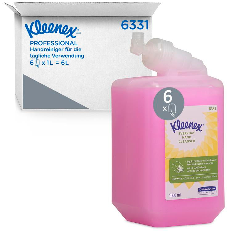 Kleenex Flüssigseife für die Hände – Aloe Vera – Flasche – 6 × 1 l – Pink