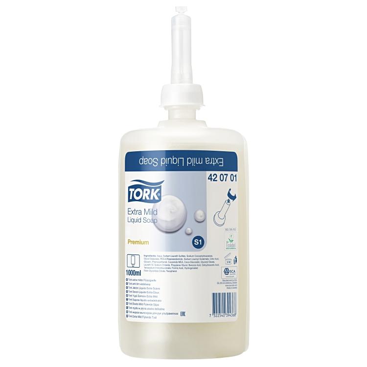 Tork Flüssigseife Premium S1, 1 L, weiss, 9,2 × 24 × 9,2 cm, 6 Stück