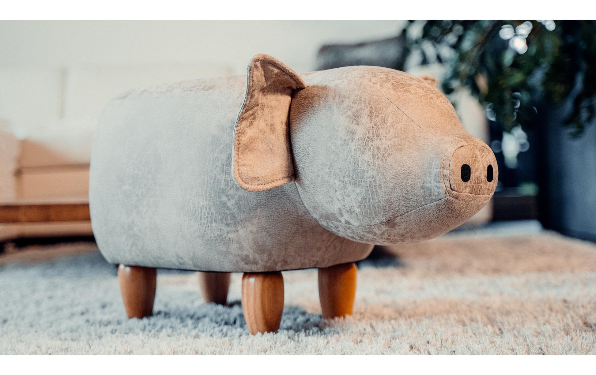 Zoosy Kinderstuhl Schwein – 66 × 34 × 36 cm – Schaumstoff & Textil – Grau