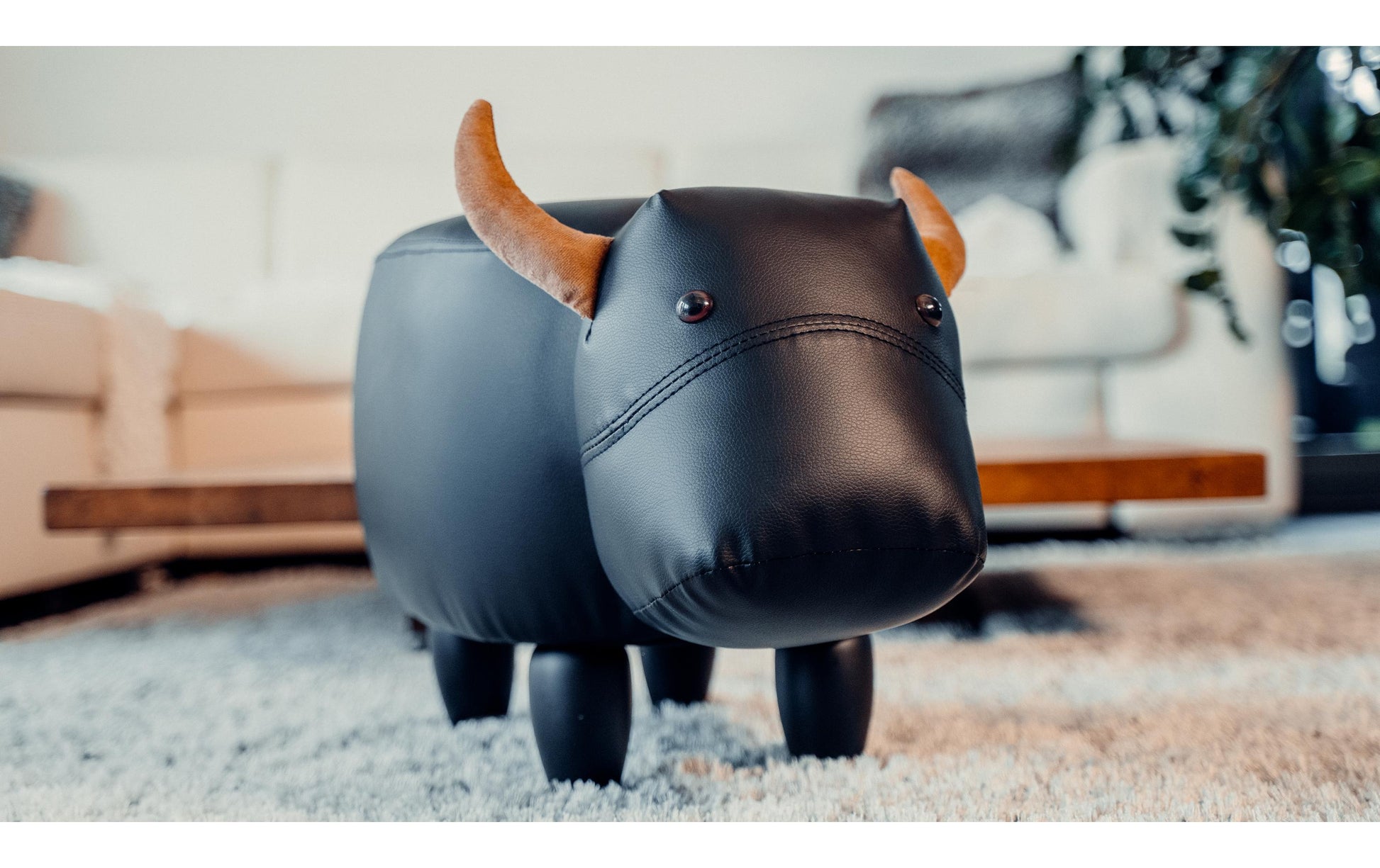 Zoosy Hocker – B 66 × T 34 × H 37 cm – Textil, Holz, Schwarz – für Kinder