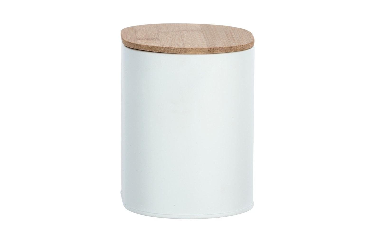 WENKO Aufbewahrungsbox Gara – 14,5×10,5×13,5 cm, Bambus/Stahl, mit Deckel, Weiss/Braun