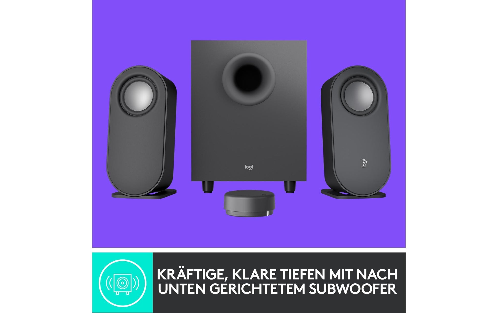 Logitech Z407 (980-001348) – PC-Lautsprecher – 2.1, 40 W, 3,5 mm, Graphit