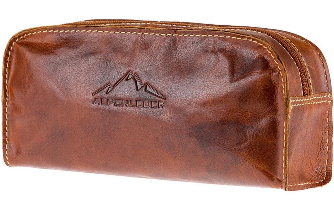 Alpenleder Etui, leer, 1 Fach, hellbraun, Leder, 22 × 10 × 6,5 cm