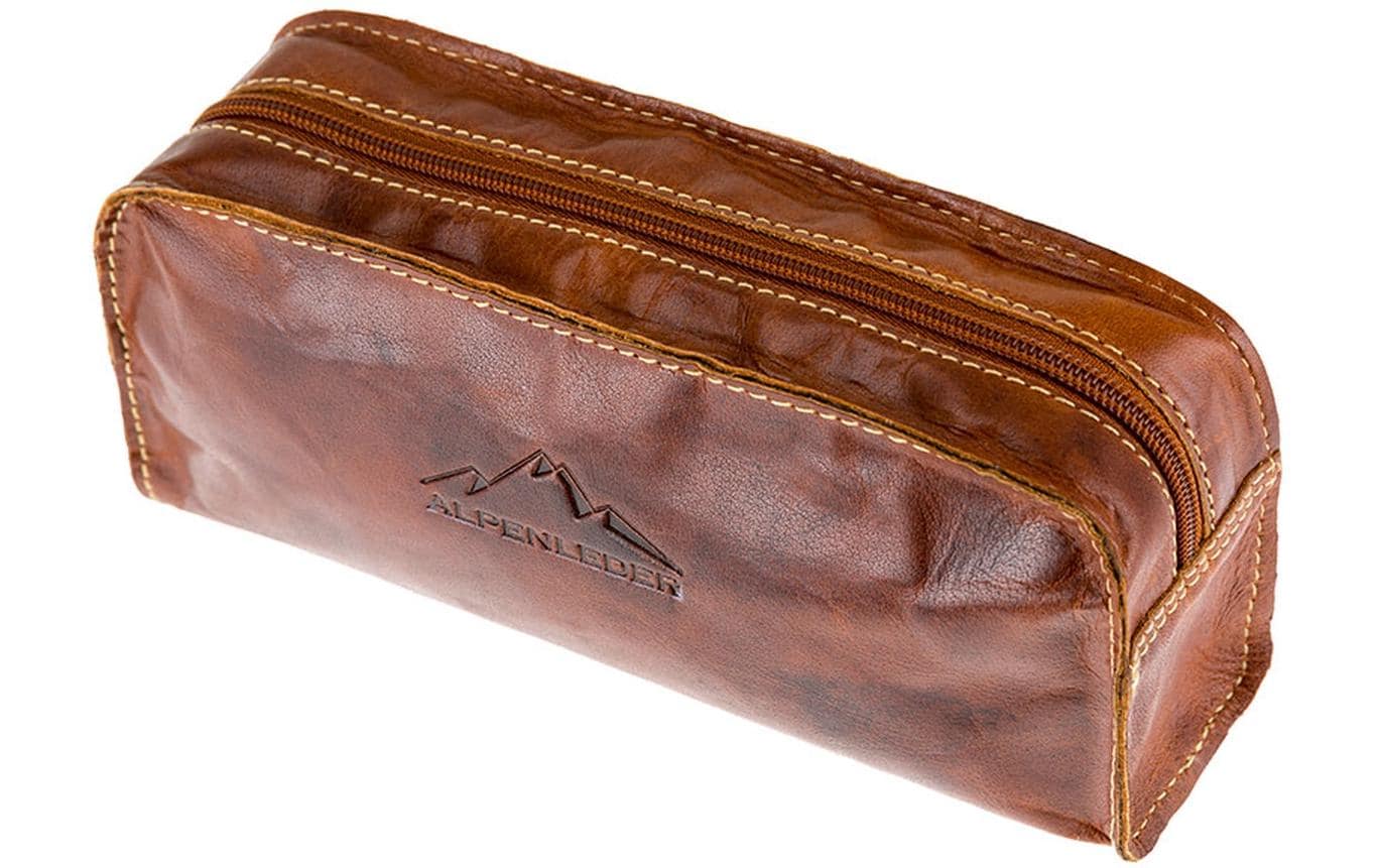 Alpenleder Etui, leer, 1 Fach, hellbraun, Leder, 22 × 10 × 6,5 cm