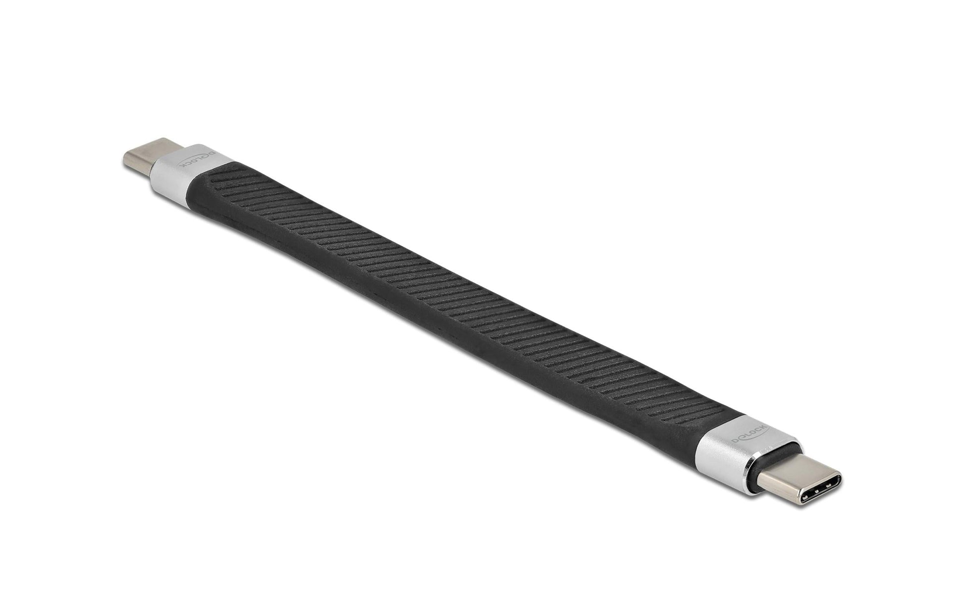 DeLOCK USB-C auf USB-C Kabel – USB 2.0 (480 Mbit/s) – 0,13 m – Flachband, E-Marker – Schwarz