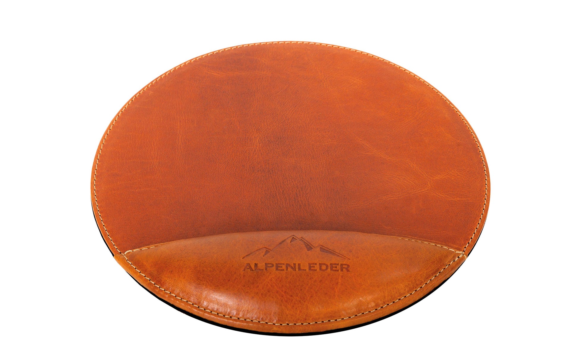 Alpenleder Mausmatte mit Handgelenkauflage Meersburg – Leder – 235×235×10 mm – Cognac