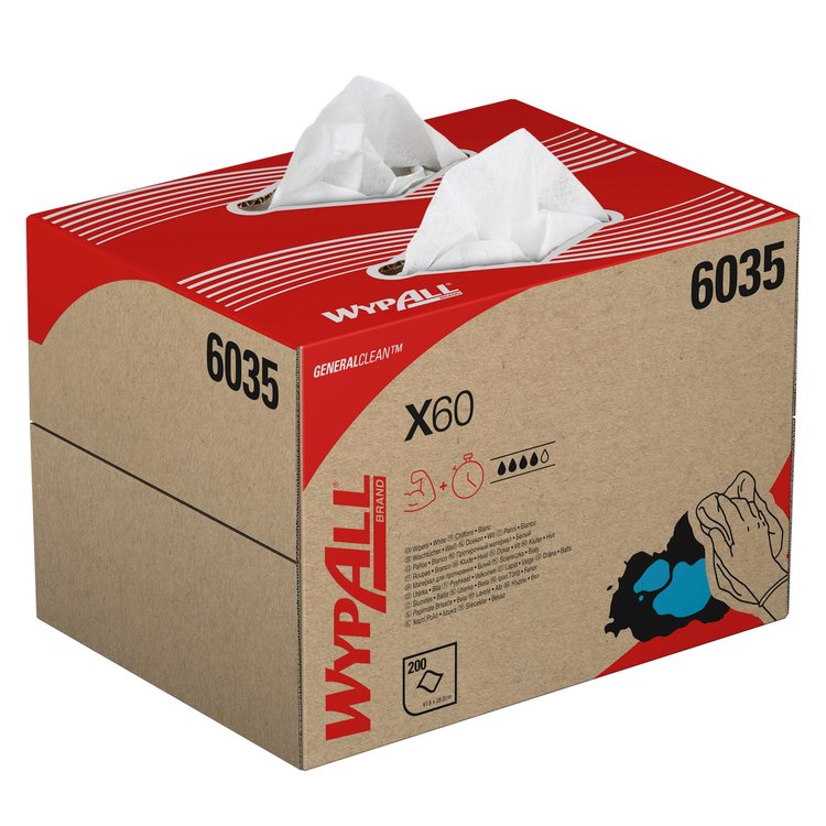 WypAll Wischtuch X60 – Hydroknit (Zellstoff/Synthetikfaser) – 42 × 31,8 cm – weiss – 200 Stk.