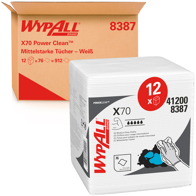 WypAll Wischtücher X70 – Zellstoff, Polypropylen, 1-lagig – 31,8 × 30,5 cm – weiss – 912 Stk.