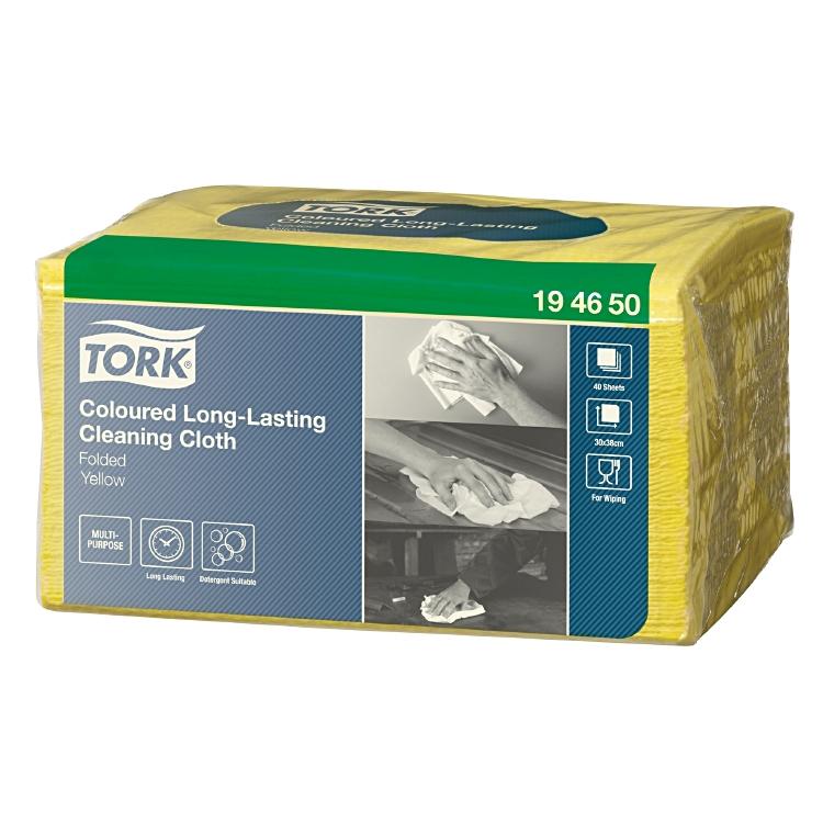 Tork Reinigungstücher – Vlies, 1-lagig – 38,5 × 30 cm – 8 × 40 Stk. (320 Stk.) – Gelb